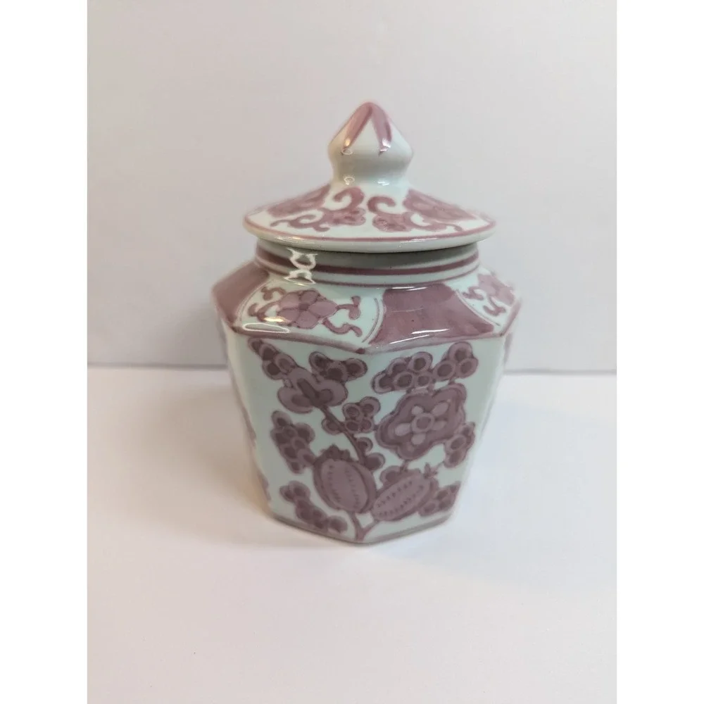 Vintage Chinese Red and White Jar With Lid